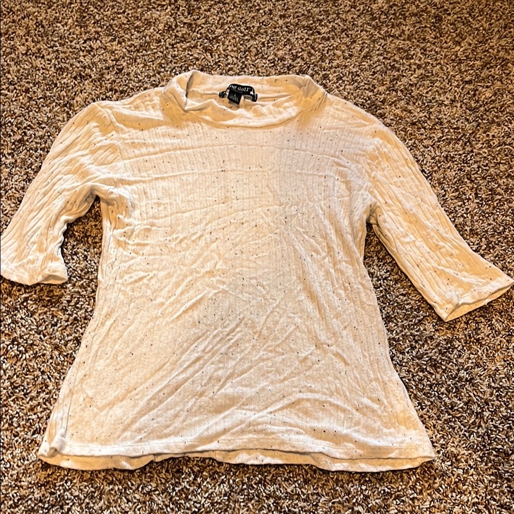 Living Doll Cream Ribbed Blouse with Peter Pan Collar